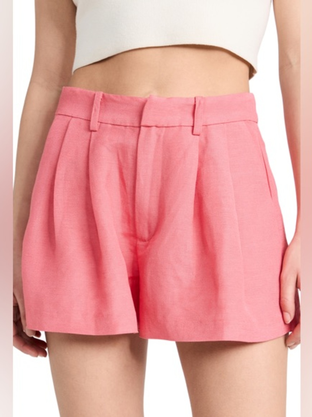 Paige Andie Linen Blend Dusty Bubblegum Pink High Waisted Shorts EUC Size 4
